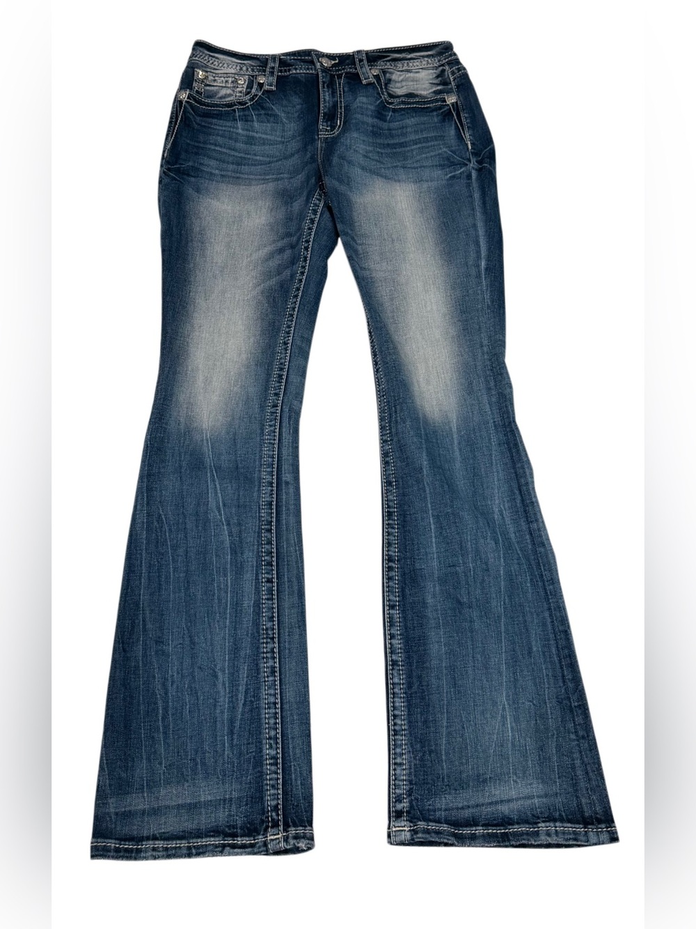 Miss Me Women’s Mid Rise Boot Cut  Blue Wash Jeans Size 31x34 NWT - Picture 3 of 6